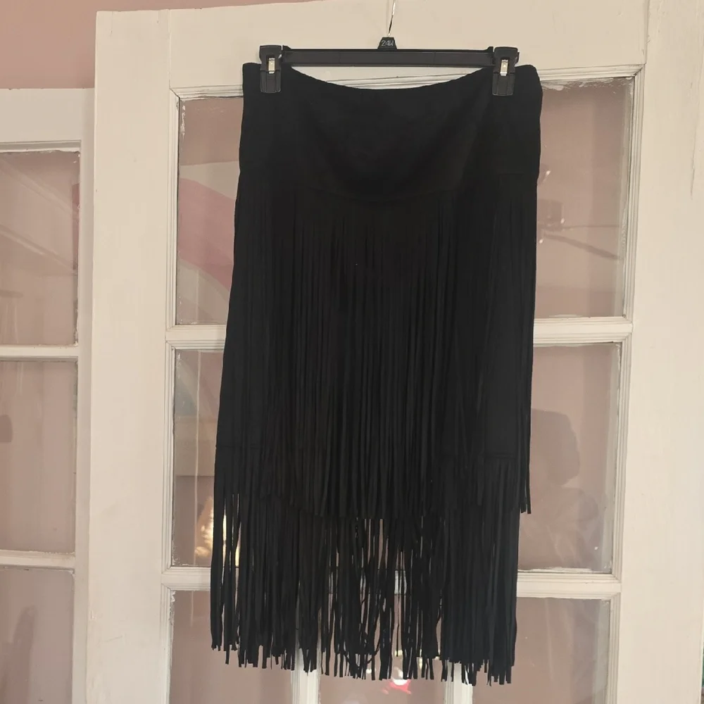 Black Fringe Skirt - Picture 1 of 6